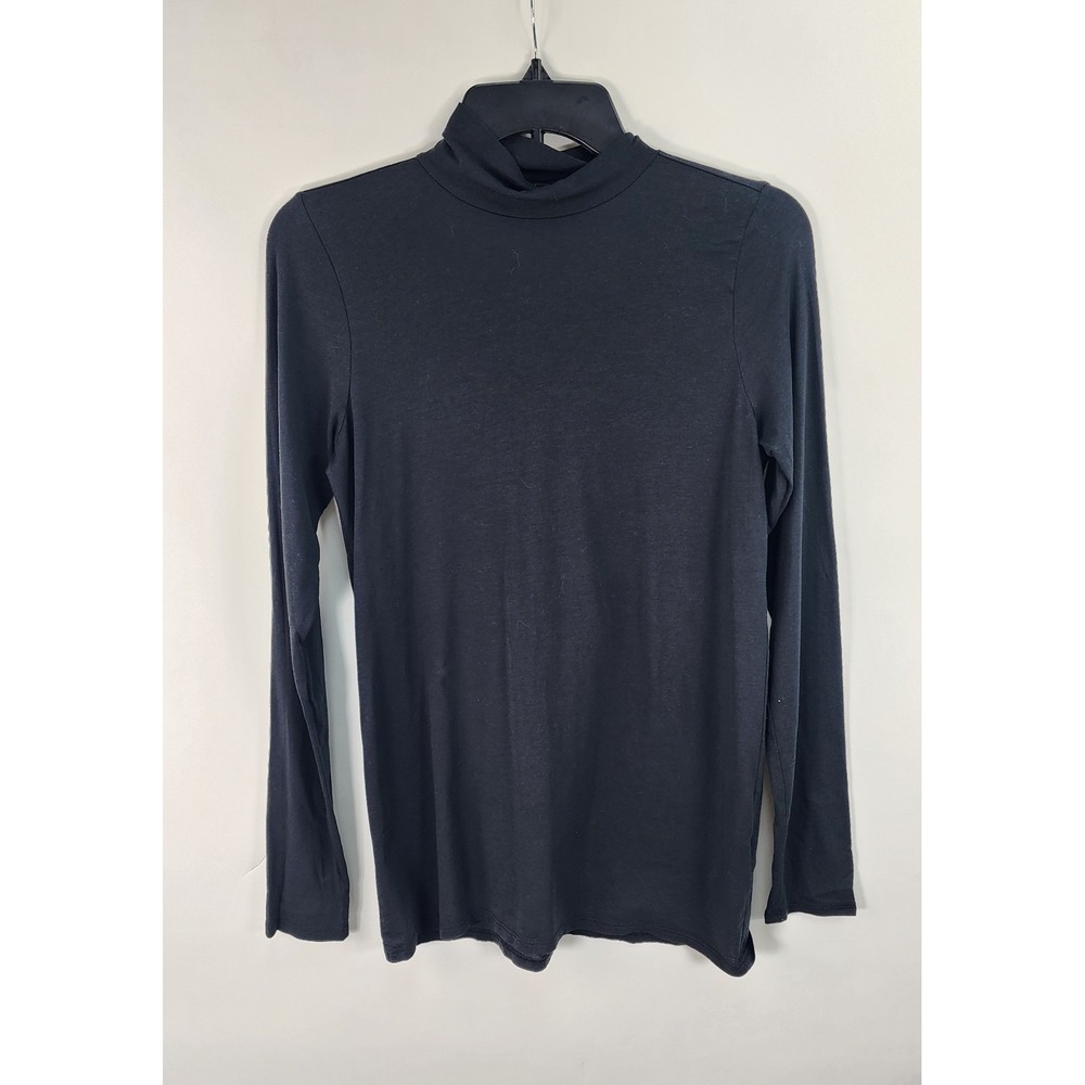 Everlane Mock Neck Top Women's M Black Capsule Lightweight Layer Piece Stretch
